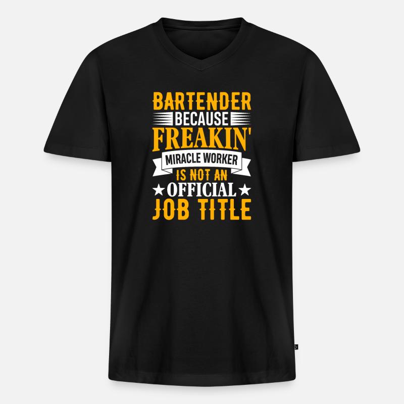 Waitress Bartender Waiter Bartending - Men's Premium Organic T-shirt with V-neck - black