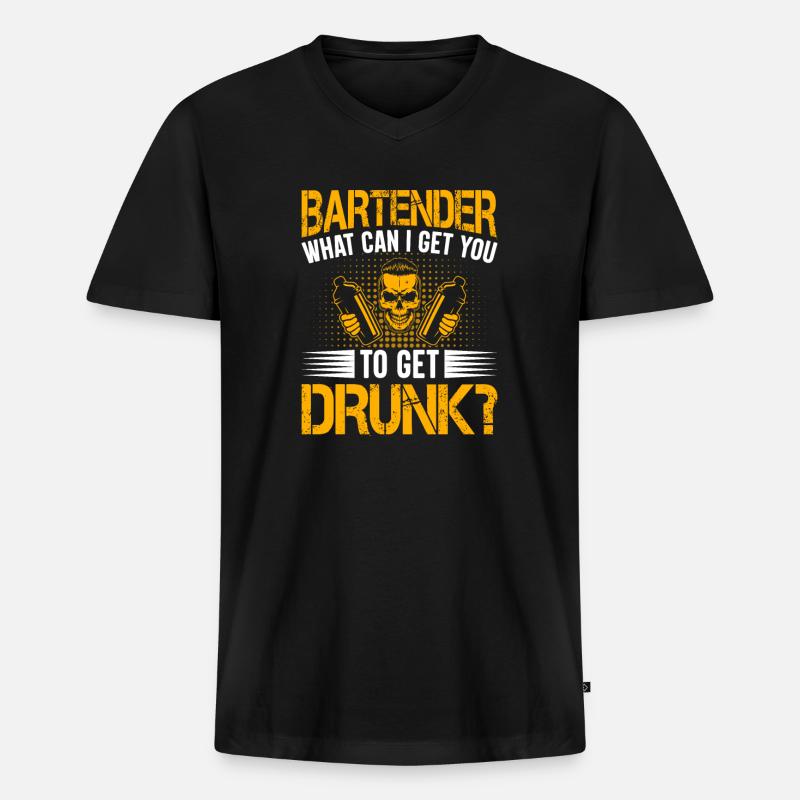 Kellnerin Barkeeper Kellner Barkeeper - Männer Premium Bio T-Shirt mit V-Ausschnitt - Schwarz