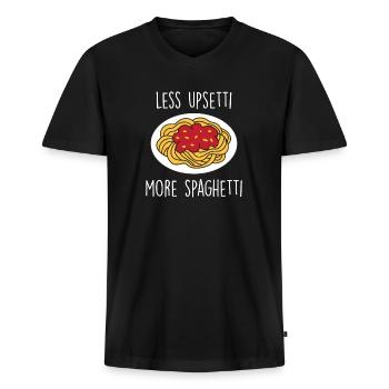 Lustiger Pasta-Nudel-Liebhaber - Männer Premium Bio T-Shirt mit V-Ausschnitt - Schwarz - Vorne - Nico (187cm)