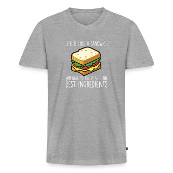Lustiges Sandwich-Zitat Food-Liebhaber-Käse-Sandwiches - Männer Premium Bio T-Shirt mit V-Ausschnitt - Grau meliert - Vorne