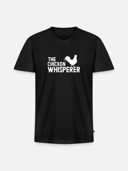 Hühnerbauer Hühnerflüsterer Bauernhoftier - Männer Premium Bio T-Shirt mit V-Ausschnitt - Schwarz