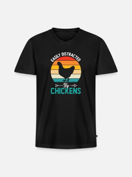 Hühnerliebhaber Hühnerbauer - Männer Premium Bio T-Shirt mit V-Ausschnitt - Schwarz