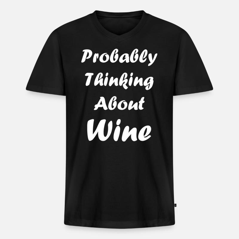 Wein - Männer Premium Bio T-Shirt mit V-Ausschnitt - Schwarz