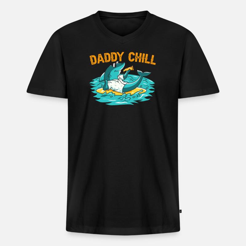 DADDY CHILL - Männer Premium Bio T-Shirt mit V-Ausschnitt - Schwarz