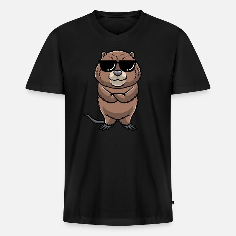 Niedliche Bisamratte - Männer Premium Bio T-Shirt mit V-Ausschnitt - Schwarz