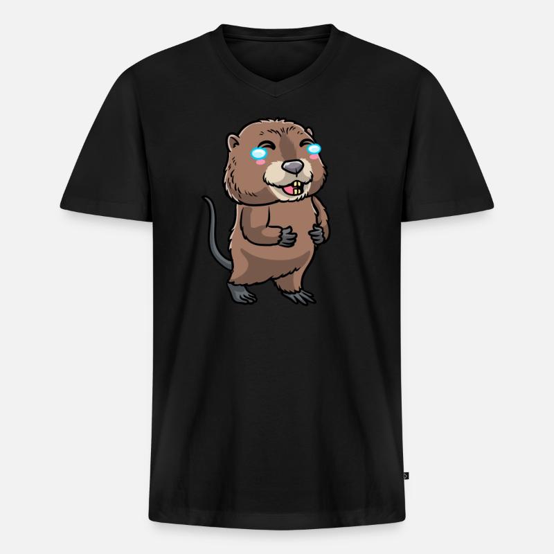 Niedliche Bisamratte - Männer Premium Bio T-Shirt mit V-Ausschnitt - Schwarz