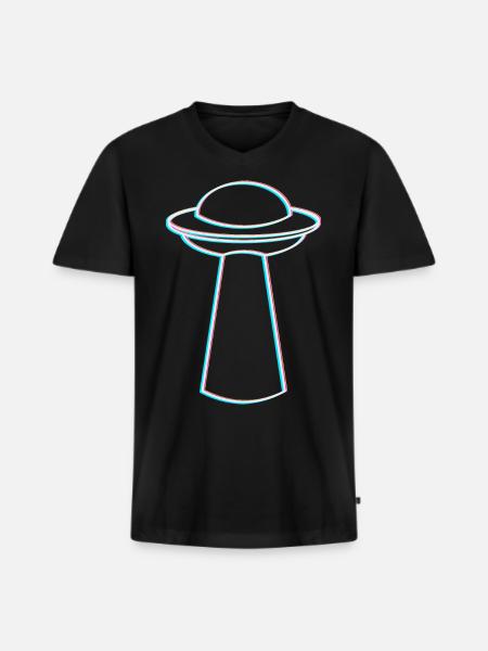 UFO Glitch – Rave & Techno Vibes - Men's Premium Organic T-shirt with V-neck - black