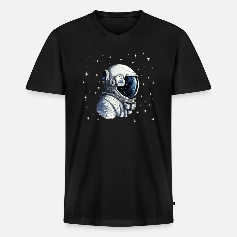 Astronaut - Männer Premium Bio T-Shirt mit V-Ausschnitt - Schwarz