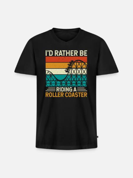 Roller Coaster Theme Park - Men's Premium Organic T-shirt with V-neck - black