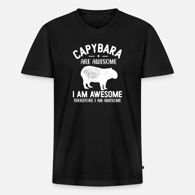 Capybara - Männer Premium Bio T-Shirt mit V-Ausschnitt - Schwarz