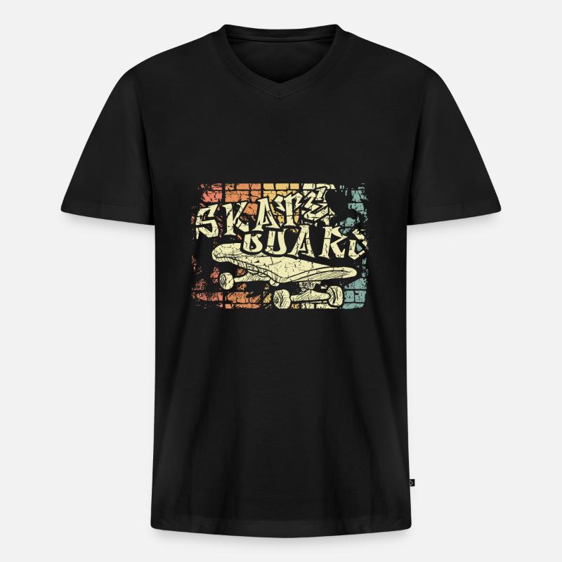 Skateboard - Männer Premium Bio T-Shirt mit V-Ausschnitt - Schwarz