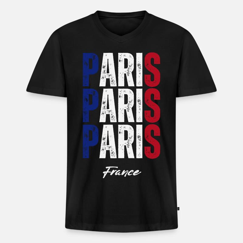 Paris Frankreich, Erinnerung an Paris - Männer Premium Bio T-Shirt mit V-Ausschnitt - Schwarz