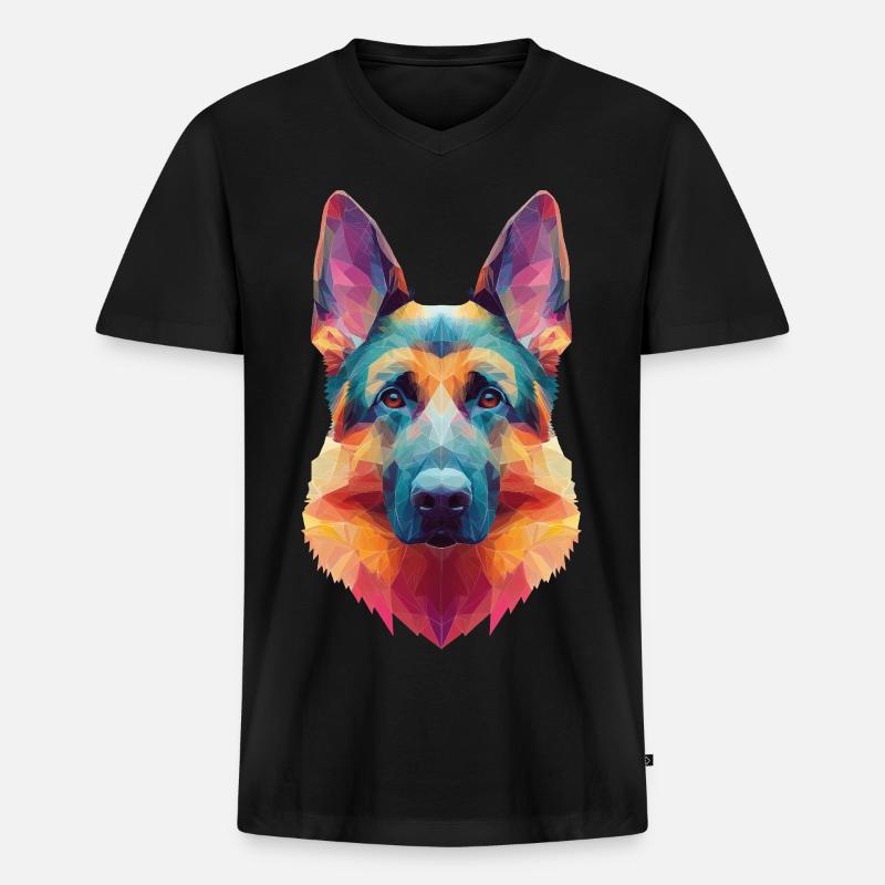 Schäferhund - Männer Premium Bio T-Shirt mit V-Ausschnitt - Schwarz