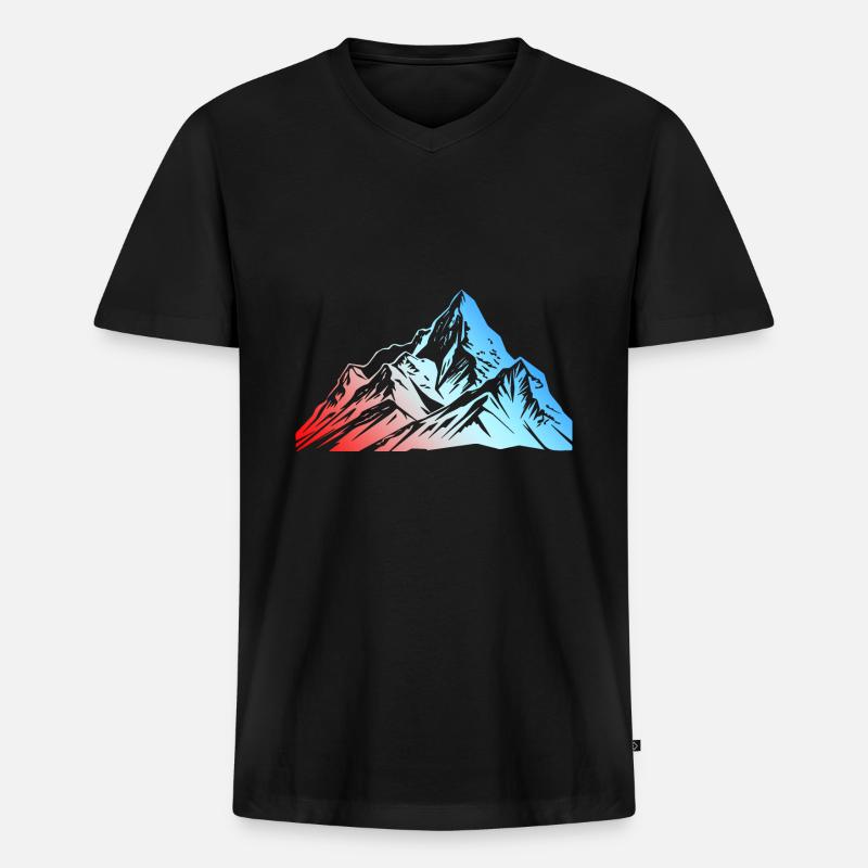 Mountains Silhouette Symbol - Männer Premium Bio T-Shirt mit V-Ausschnitt - Schwarz