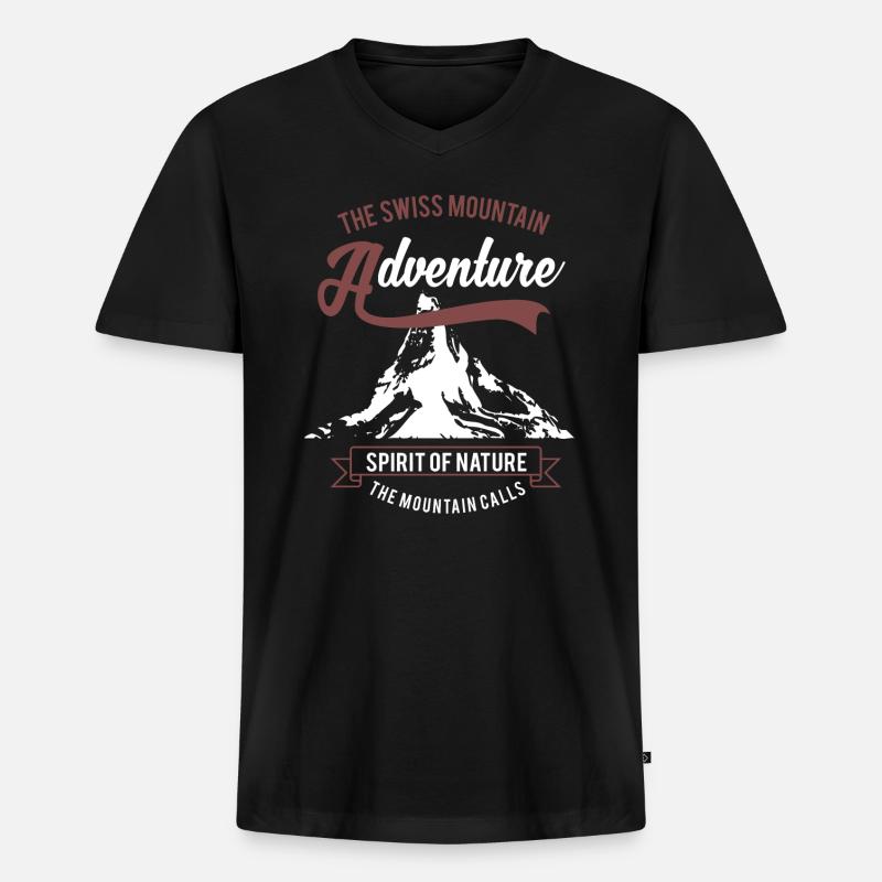 Schweizer Berge - Männer Premium Bio T-Shirt mit V-Ausschnitt - Schwarz