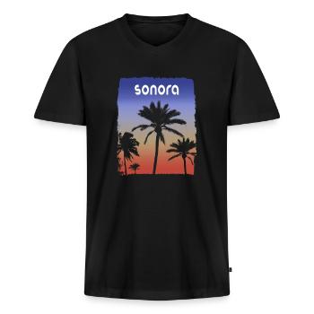 Sonora Mexiko Sonnenuntergang Urlaub Souvenir Palme - Männer Premium Bio T-Shirt mit V-Ausschnitt - Schwarz - Vorne - Nico (187cm)