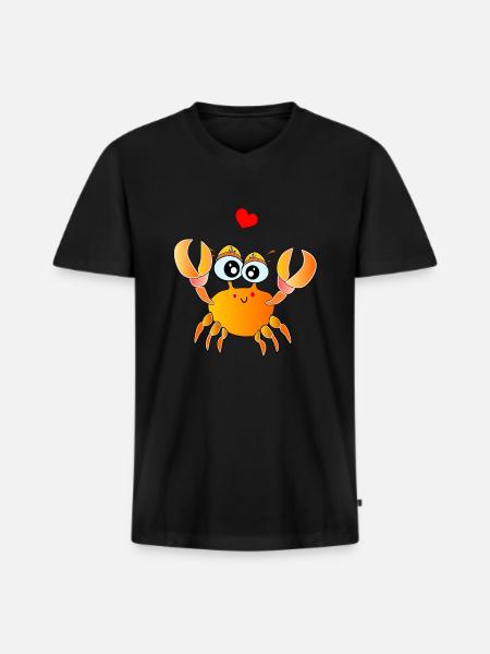 sød krabbe krabbe tegneserie hummer - Premium økologisk T-shirt med V-hals til mænd - sort