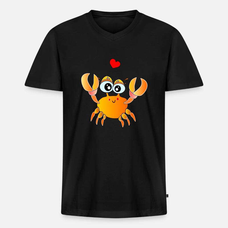 niedliche Krabbe Krebs comic lobster - Männer Premium Bio T-Shirt mit V-Ausschnitt - Schwarz