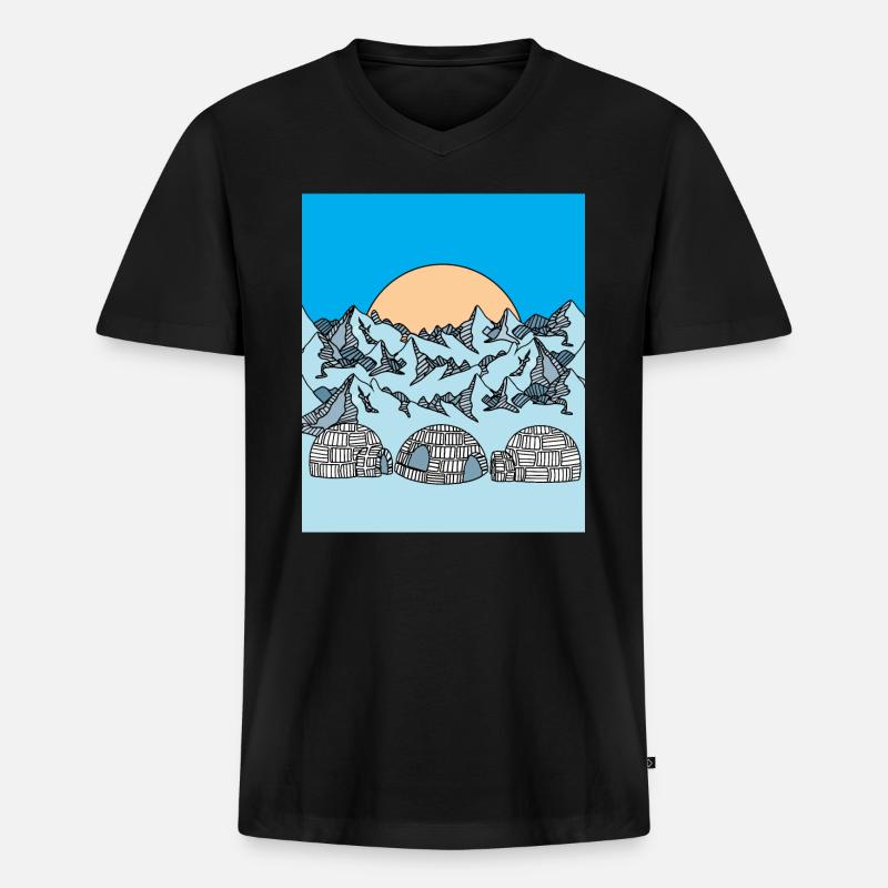 Iglu Schnee und Eislandschaft - Männer Premium Bio T-Shirt mit V-Ausschnitt - Schwarz