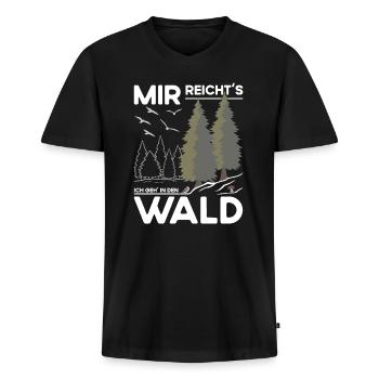 Mir reichts - Ich geh in den Wald - Männer Premium Bio T-Shirt mit V-Ausschnitt - Schwarz - Vorne - Nico (187cm)