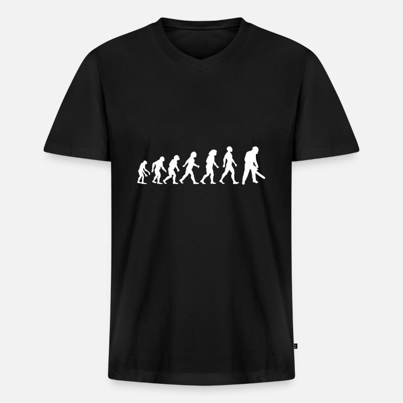 Tronçonneuse Evolution Tronçonneuse Bois - T-shirt encolure en V Premium bio Homme - noir