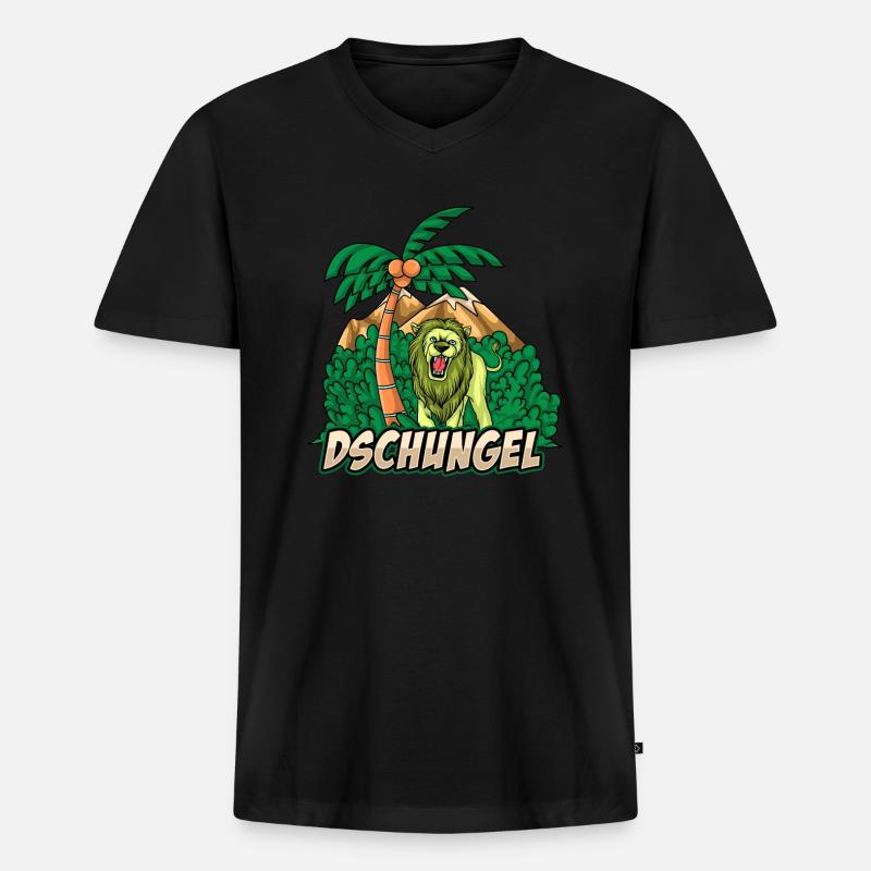 Dschungel - Männer Premium Bio T-Shirt mit V-Ausschnitt - Schwarz