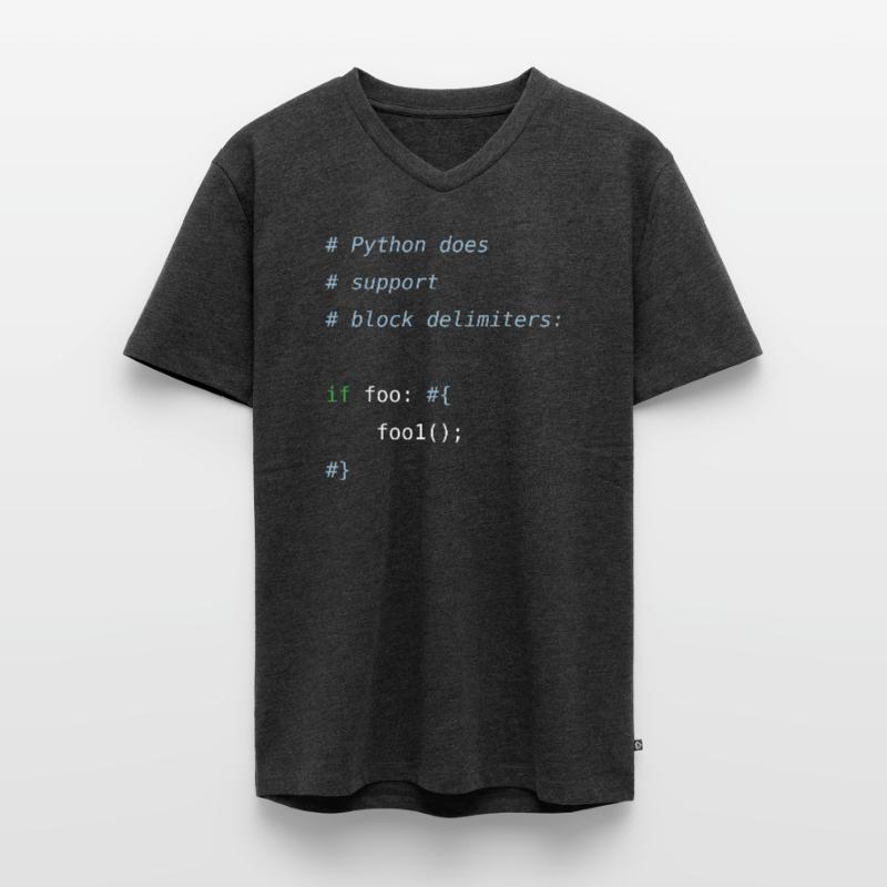 Python code | block delimiters | programmer humor Männer Premium Bio T-Shirt mit V-Ausschnitt