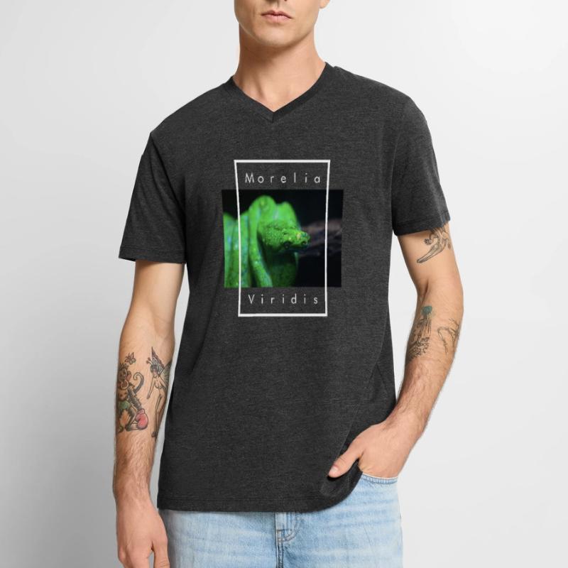 Morelia Viridis Snake Keeper Arbre Vert Python T-shirt encolure en V Premium bio Homme