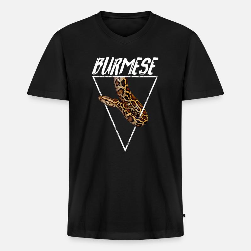 Propriétaire Python Birman Géométrique - T-shirt encolure en V Premium bio Homme - noir