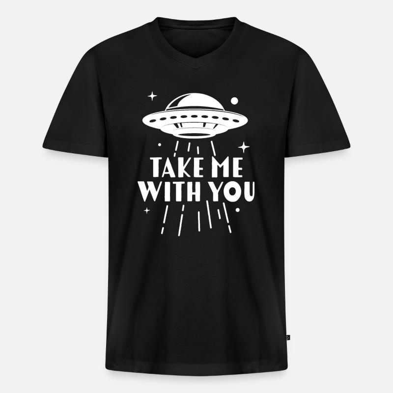 Nimm mich mit - Männer Premium Bio T-Shirt mit V-Ausschnitt - Schwarz