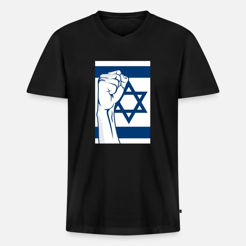 Faust Israel - Männer Premium Bio T-Shirt mit V-Ausschnitt - Schwarz