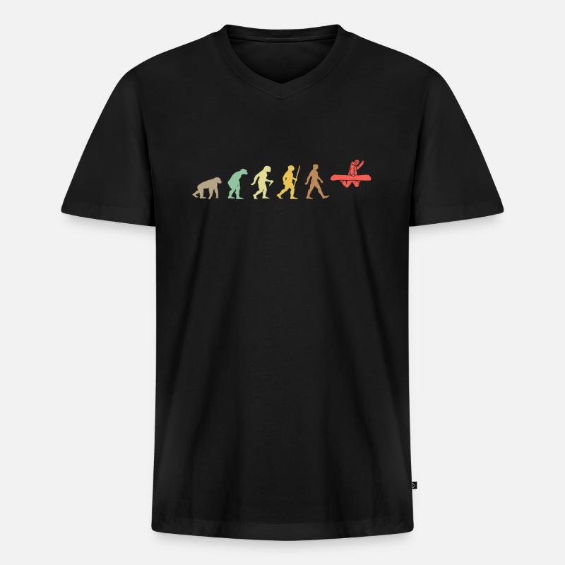 Snowboarden Retro Snowboard Evolution Snowboarder - Männer Premium Bio T-Shirt mit V-Ausschnitt - Schwarz