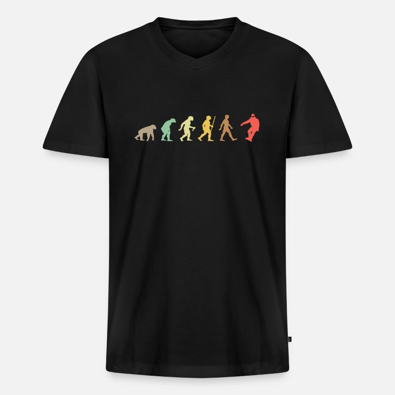 Snowboarding Retro Snowboard Evolution Snowboarder - Men's Premium Organic T-shirt with V-neck - black