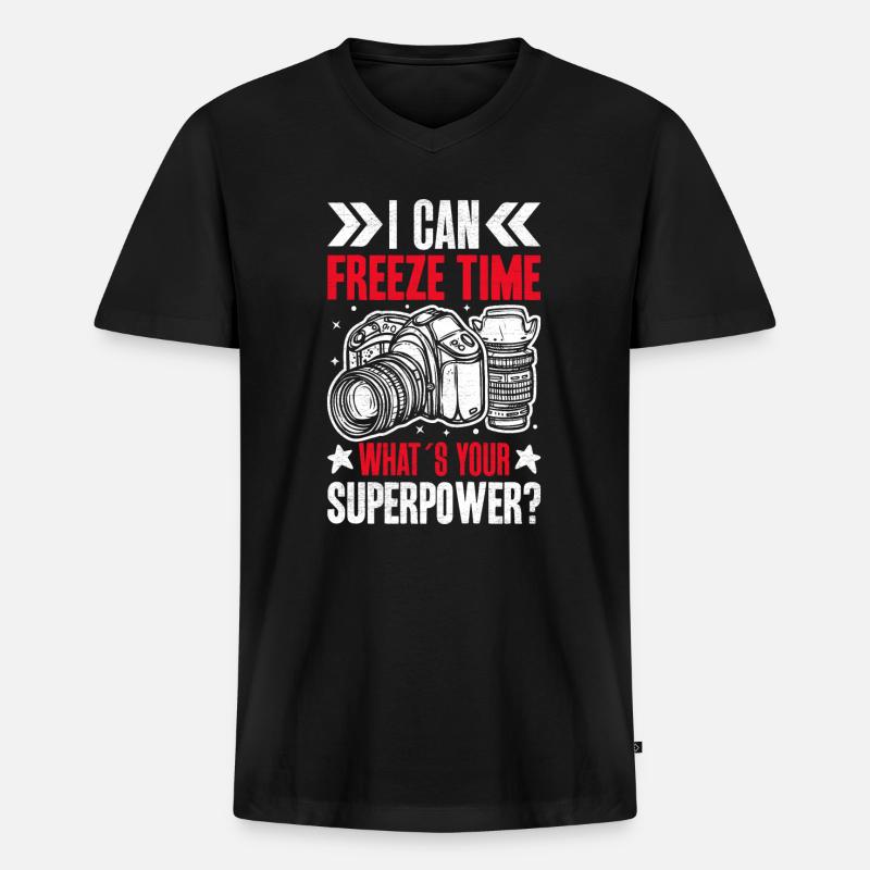 Ich Bin Fotograf - Männer Premium Bio T-Shirt mit V-Ausschnitt - Schwarz