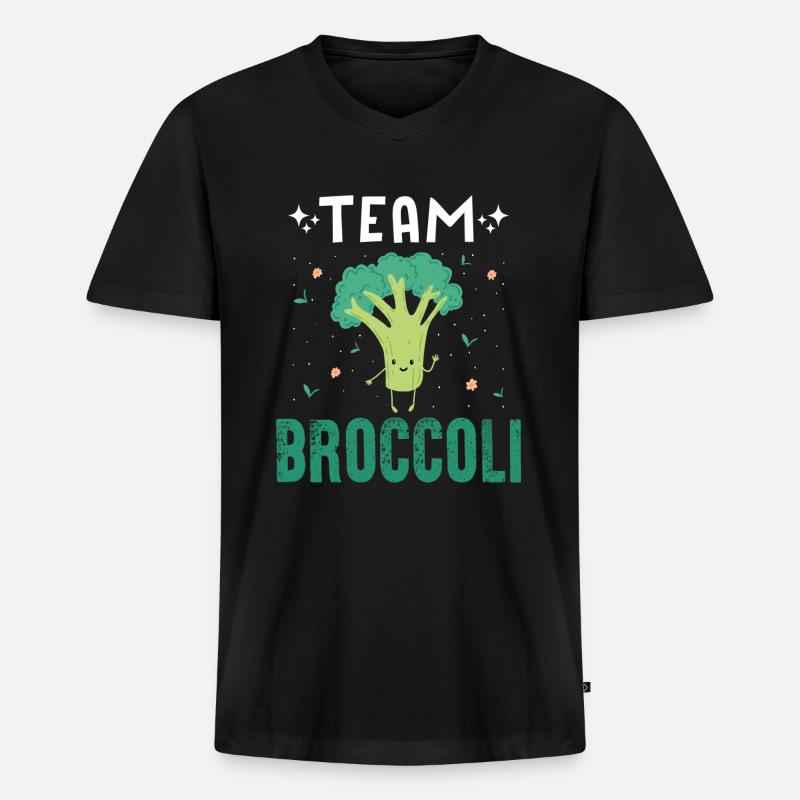 Team Broccoli - Männer Premium Bio T-Shirt mit V-Ausschnitt - Schwarz
