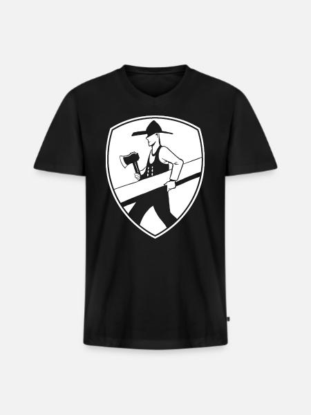 Zimmermann Wappen - Männer Premium Bio T-Shirt mit V-Ausschnitt - Schwarz