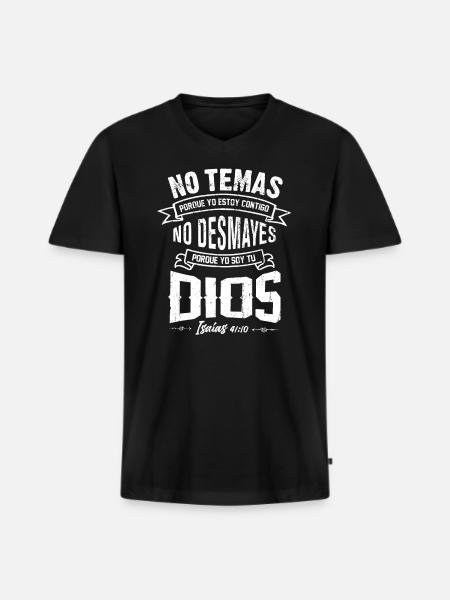 NO TEMAS Christians bibelvers citat på spansk - Premium økologisk T-shirt med V-hals til mænd - sort