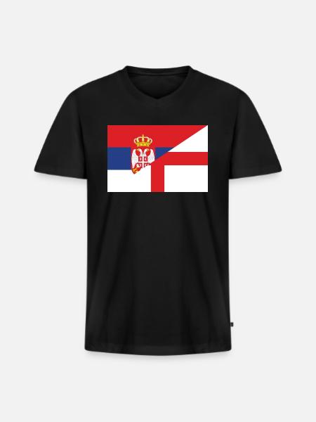 Drapeau de la Serbie Angleterre - T-shirt encolure en V Premium bio Homme - noir