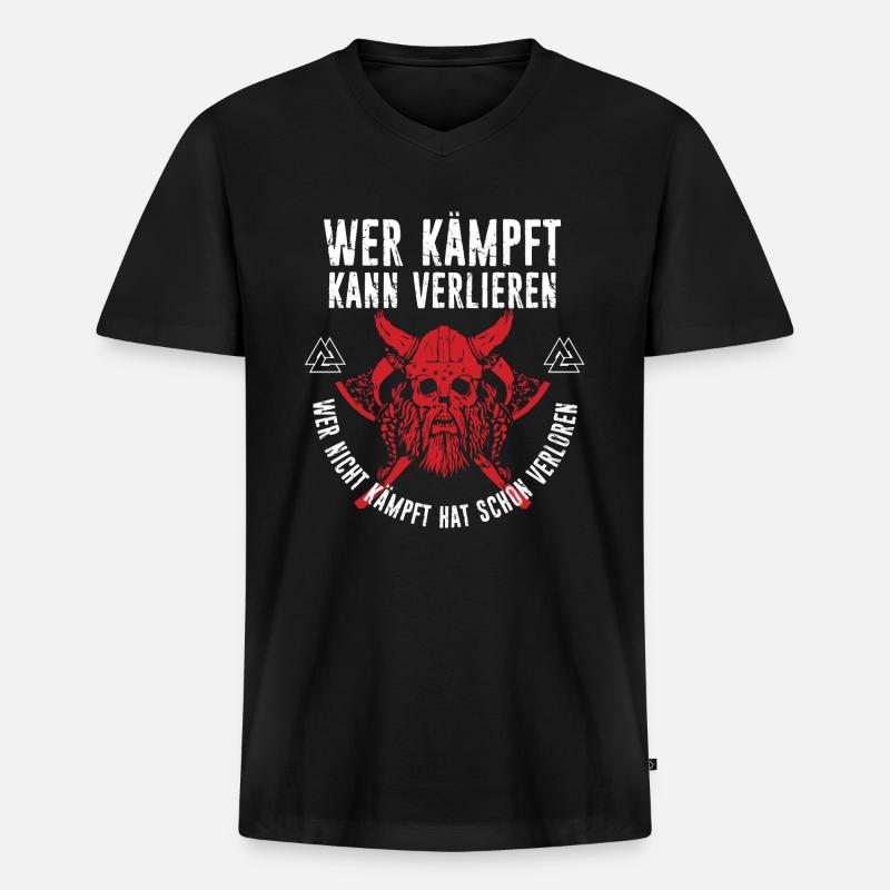 wikinger kämpfer - Männer Premium Bio T-Shirt mit V-Ausschnitt - Schwarz