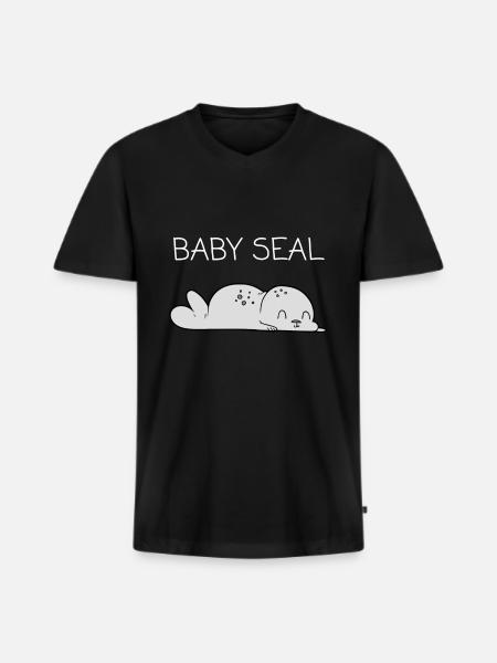 Bébé phoque - T-shirt encolure en V Premium bio Homme - noir