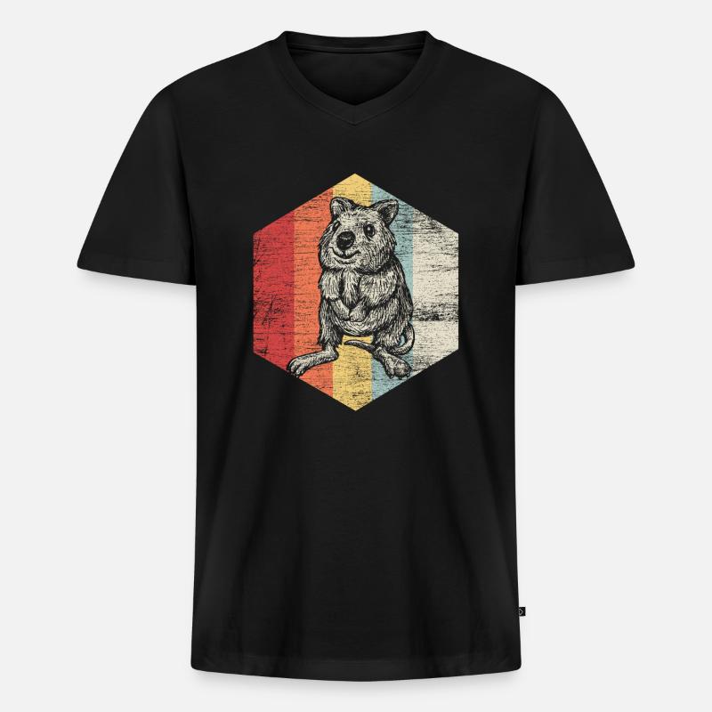 Quokka - Männer Premium Bio T-Shirt mit V-Ausschnitt - Schwarz