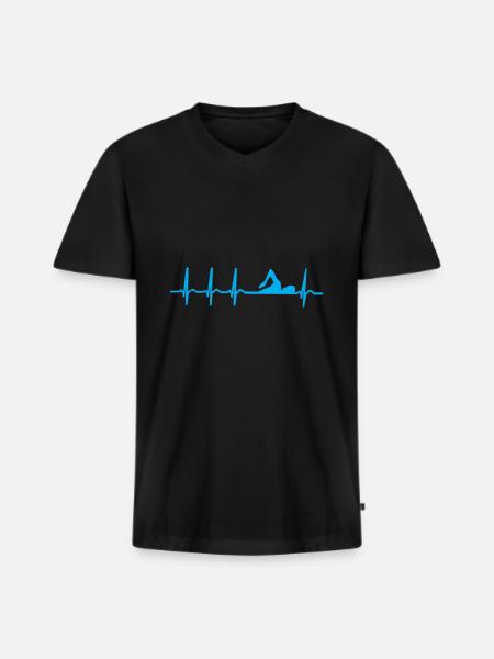 natation - T-shirt encolure en V Premium bio Homme - noir