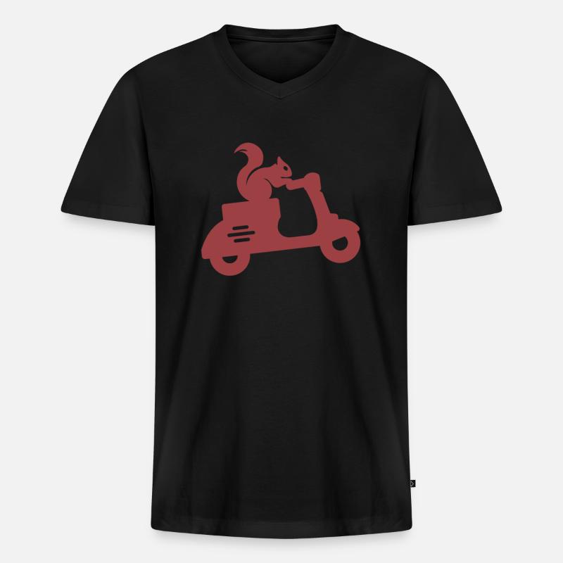 Eichhörnchen Moped - Männer Premium Bio T-Shirt mit V-Ausschnitt - Schwarz