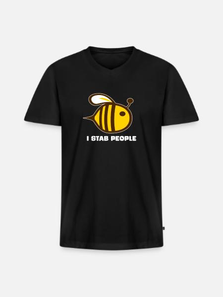 Bee sting - Men's Premium Organic T-shirt with V-neck - black