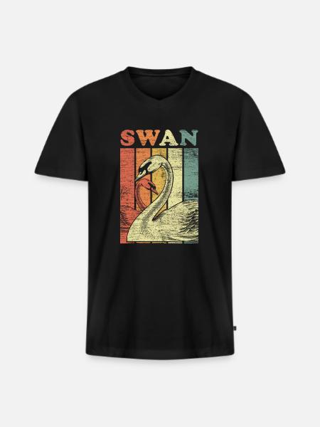 Swan bird - Men's Premium Organic T-shirt with V-neck - black