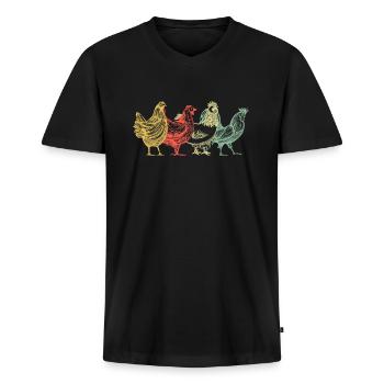 Hühner Bauernhof - Männer Premium Bio T-Shirt mit V-Ausschnitt - Schwarz - Vorne - Nico (187cm)