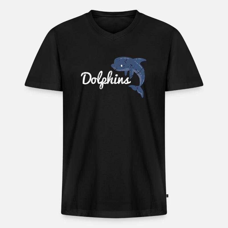 Delphin - Männer Premium Bio T-Shirt mit V-Ausschnitt - Schwarz