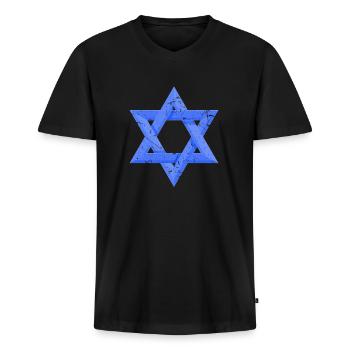Davidstern - Männer Premium Bio T-Shirt mit V-Ausschnitt - Schwarz - Vorne - Nico (187cm)