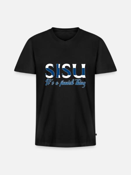 Finlande - T-shirt encolure en V Premium bio Homme - noir