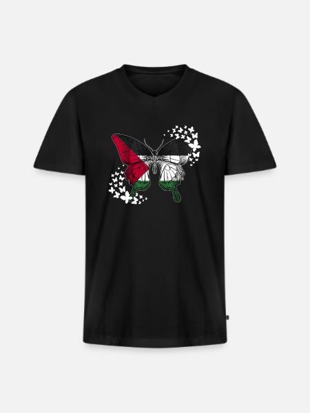 Palestine butterfly - Men's Premium Organic T-shirt with V-neck - black